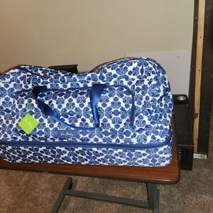 Blue Floral Duffel Bag